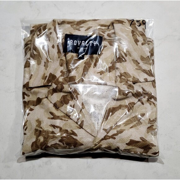 Royalty By MALUMA Desert Camoflauge Tan Rayon Linen Blend Heavyweight NWOT - Picture 12 of 12